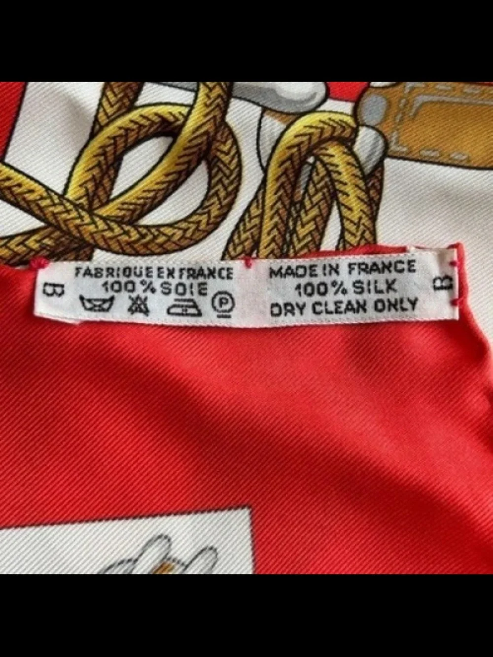 Hermes Red White and Gold Equestrian Print Silk Scarf